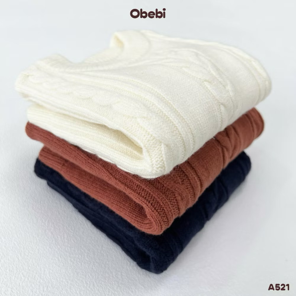OBEBI - Áo len lông thỏ vặn thừng (73-120)