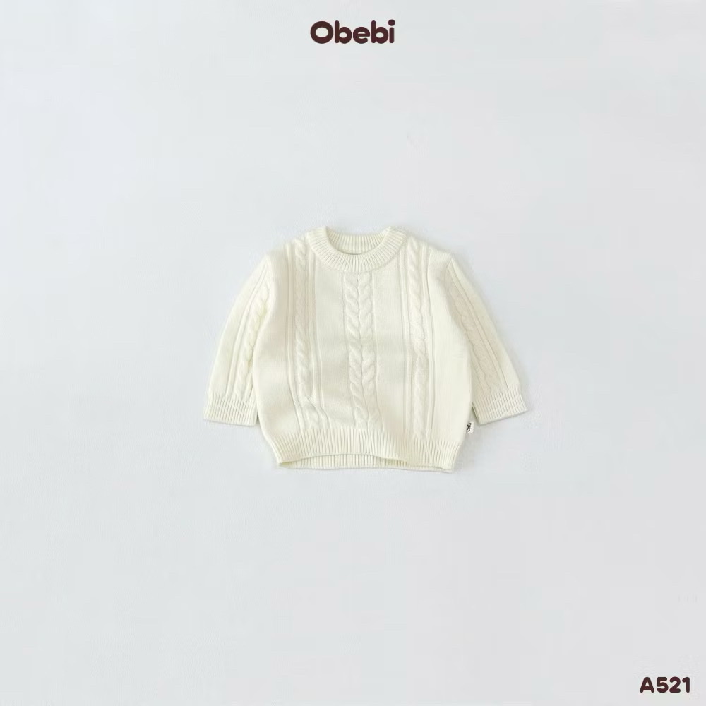 OBEBI - Áo len lông thỏ vặn thừng (73-120)