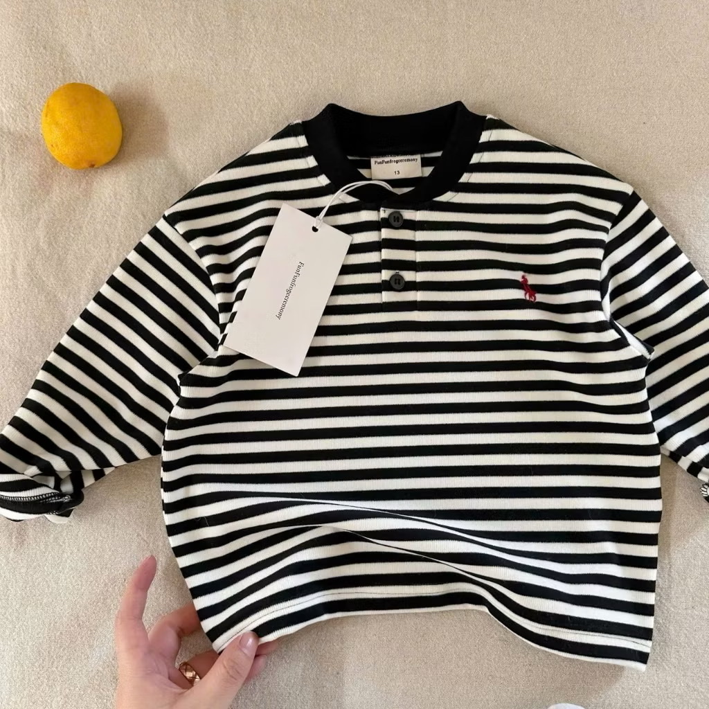 Bk - Áo thun kẻ thêu ngựa(90-140)