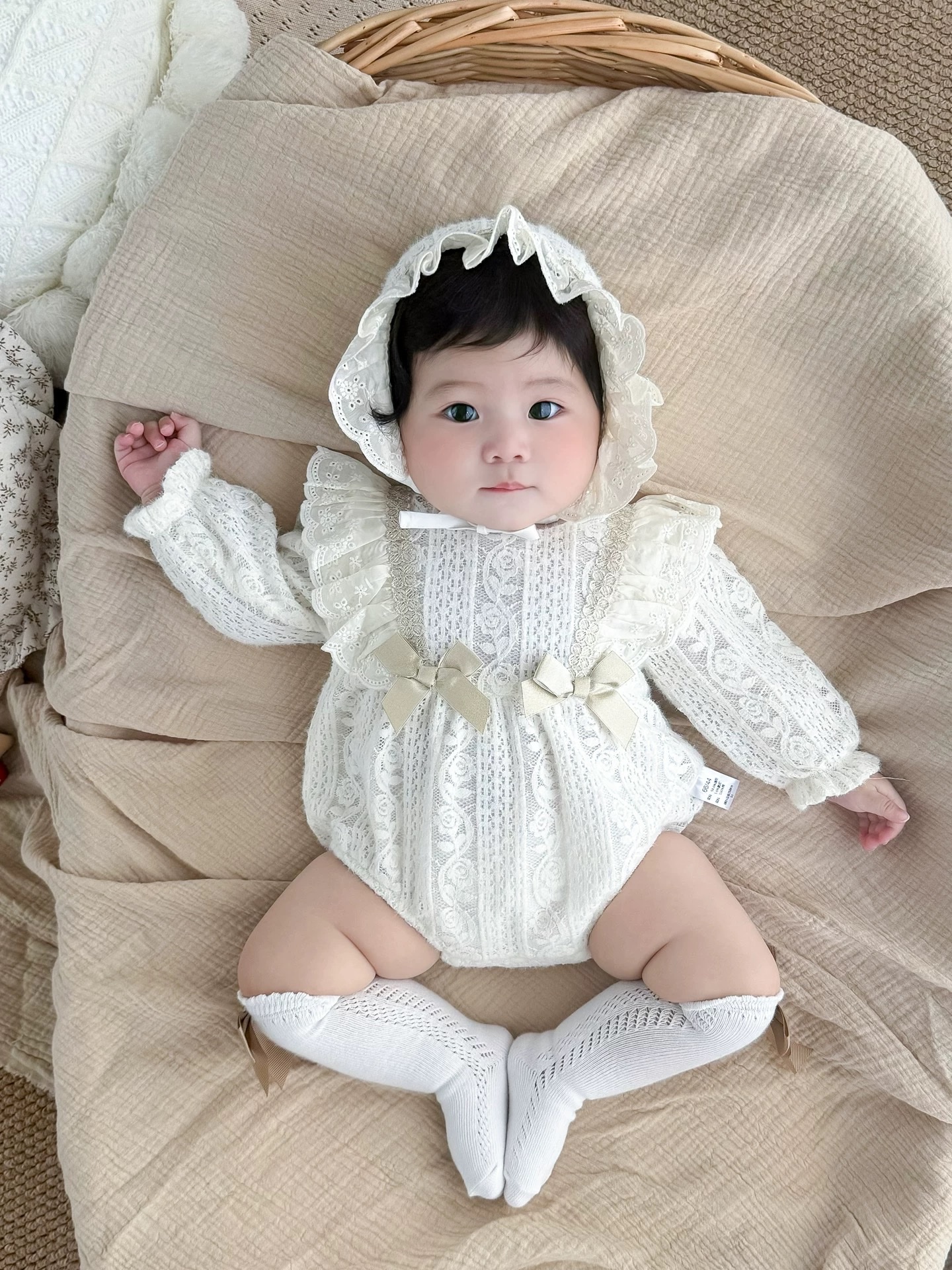 JS- Set body ren kem dài tay nơ vàng+mũ(66-80)