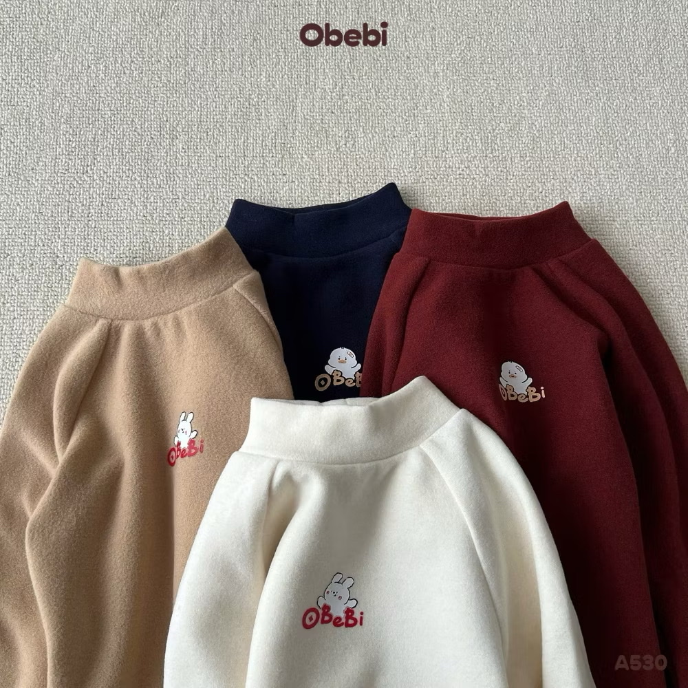 OBEBI - Áo thun giữ nhiệt dày cổ cao tay raglan(73-120)