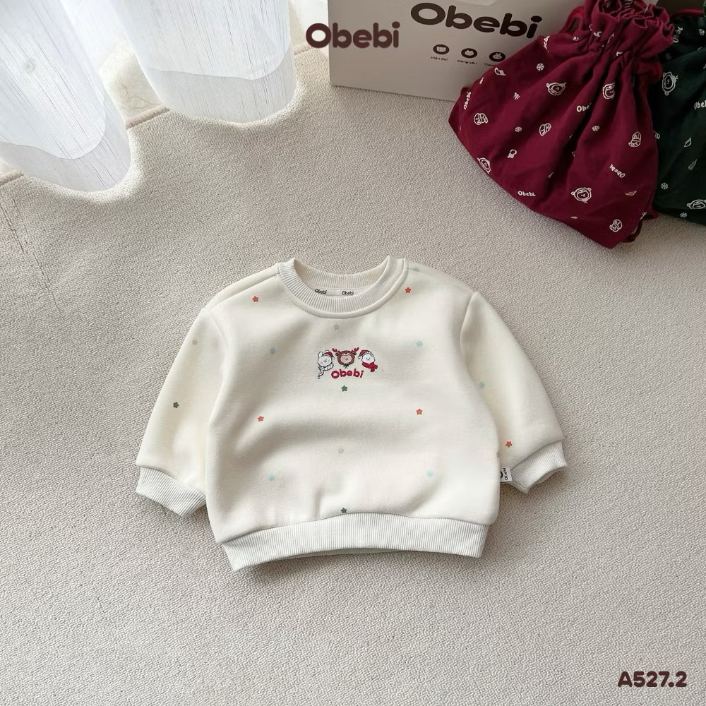 OBEBI - Áo nỉ em bé hoạ tiết ngôi sao(73-120)