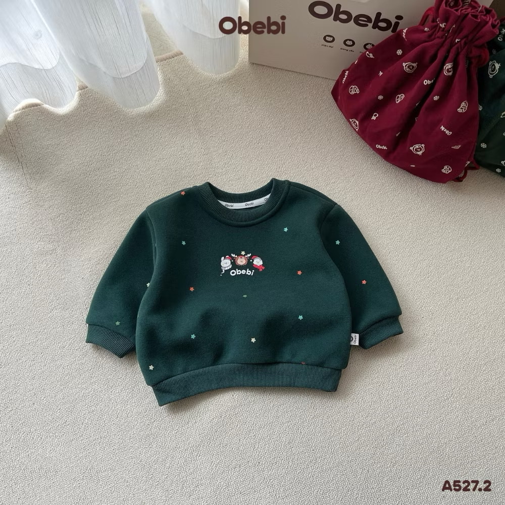 OBEBI - Áo nỉ em bé hoạ tiết ngôi sao(73-120)