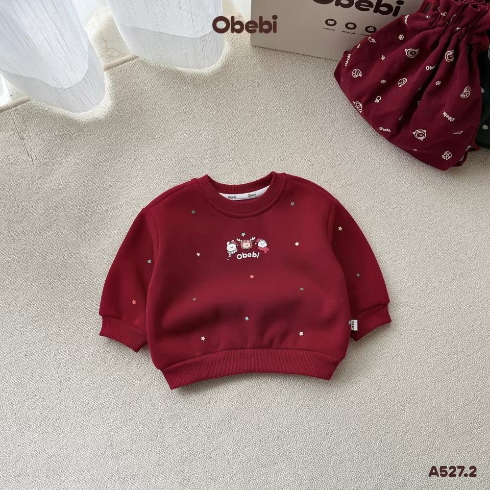 OBEBI - Áo nỉ em bé hoạ tiết ngôi sao(73-120)