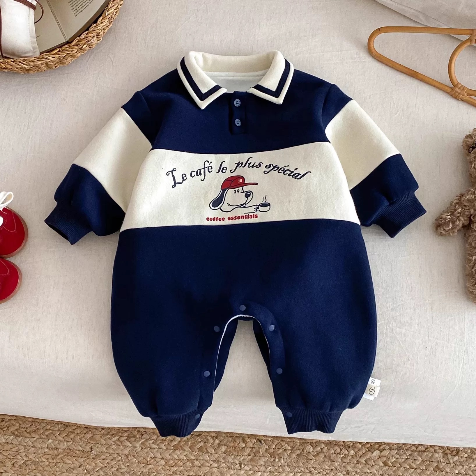 Bk - Body nỉ cổ POLO lót nhung in cún(66-90)