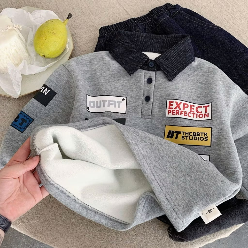 TL - Áo nỉ cổ POLO lót bông(90-140)