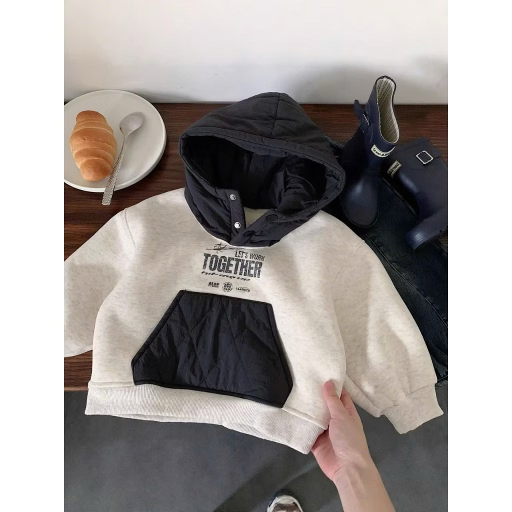 TL - Áo Hoodie nỉ lót lông túi bụng(80-130)