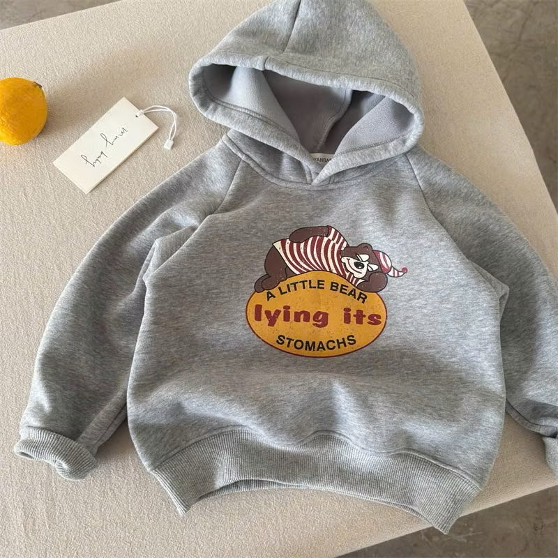 BK - Áo Hoodie gấu kẻ đỏ lót lông(90-150)