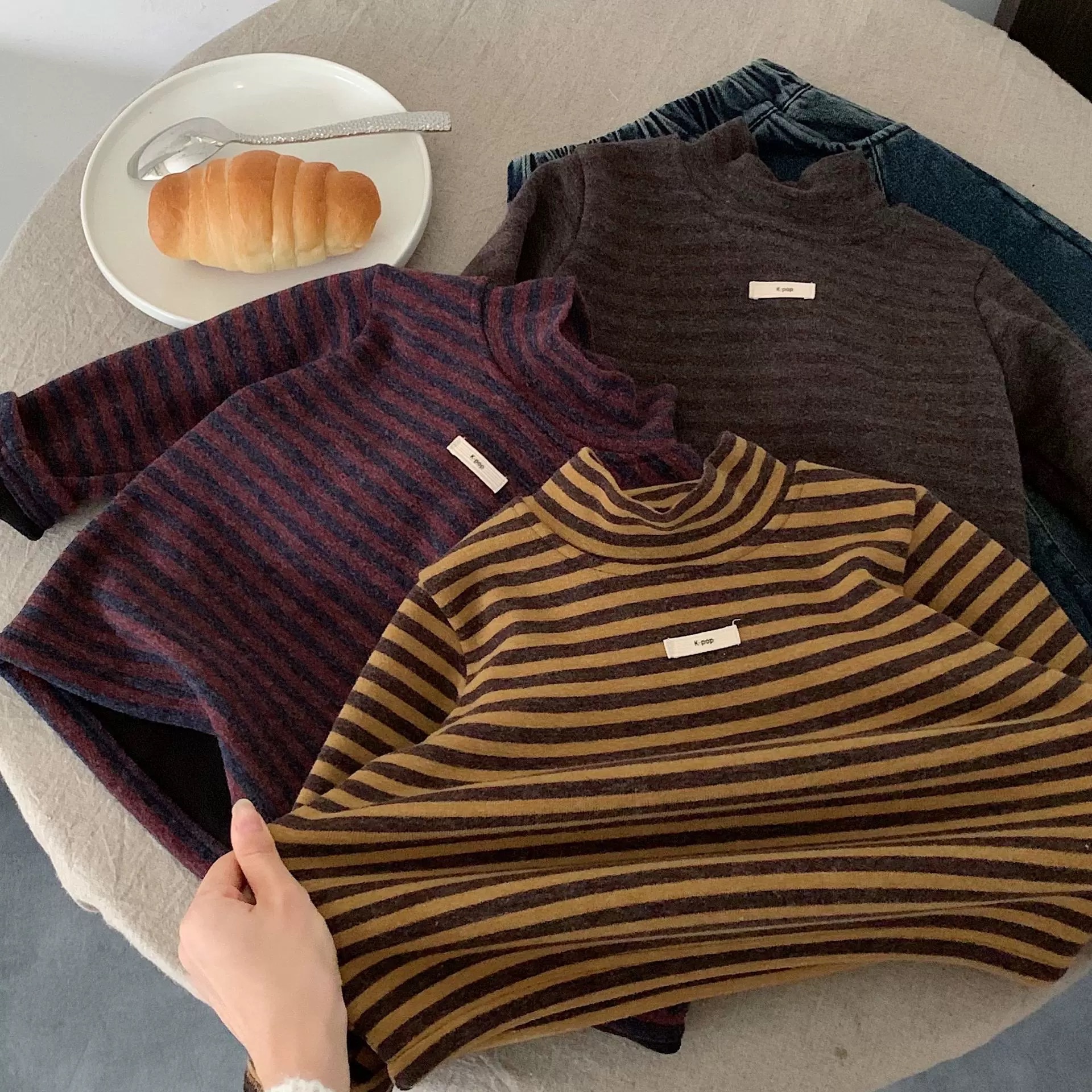 TL - Áo giữ nhiệt kẻ cổ 3p K-pop(80-130)