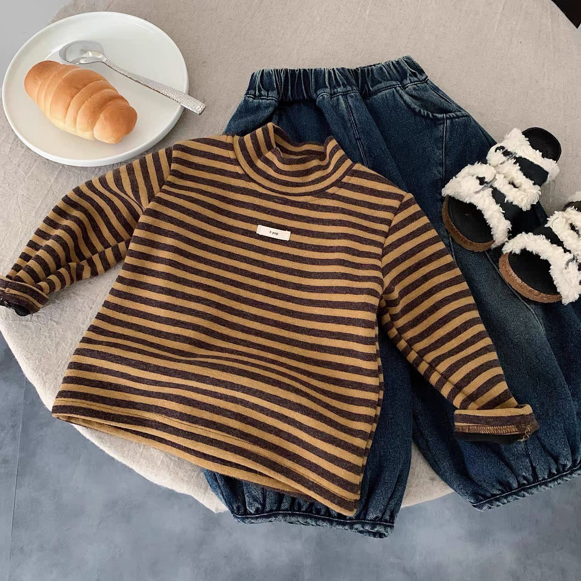 TL - Áo giữ nhiệt kẻ cổ 3p K-pop(80-130)