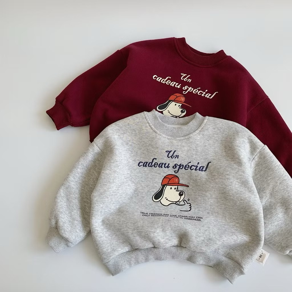 TL - Áo nỉ lót lông in cún(90-140)