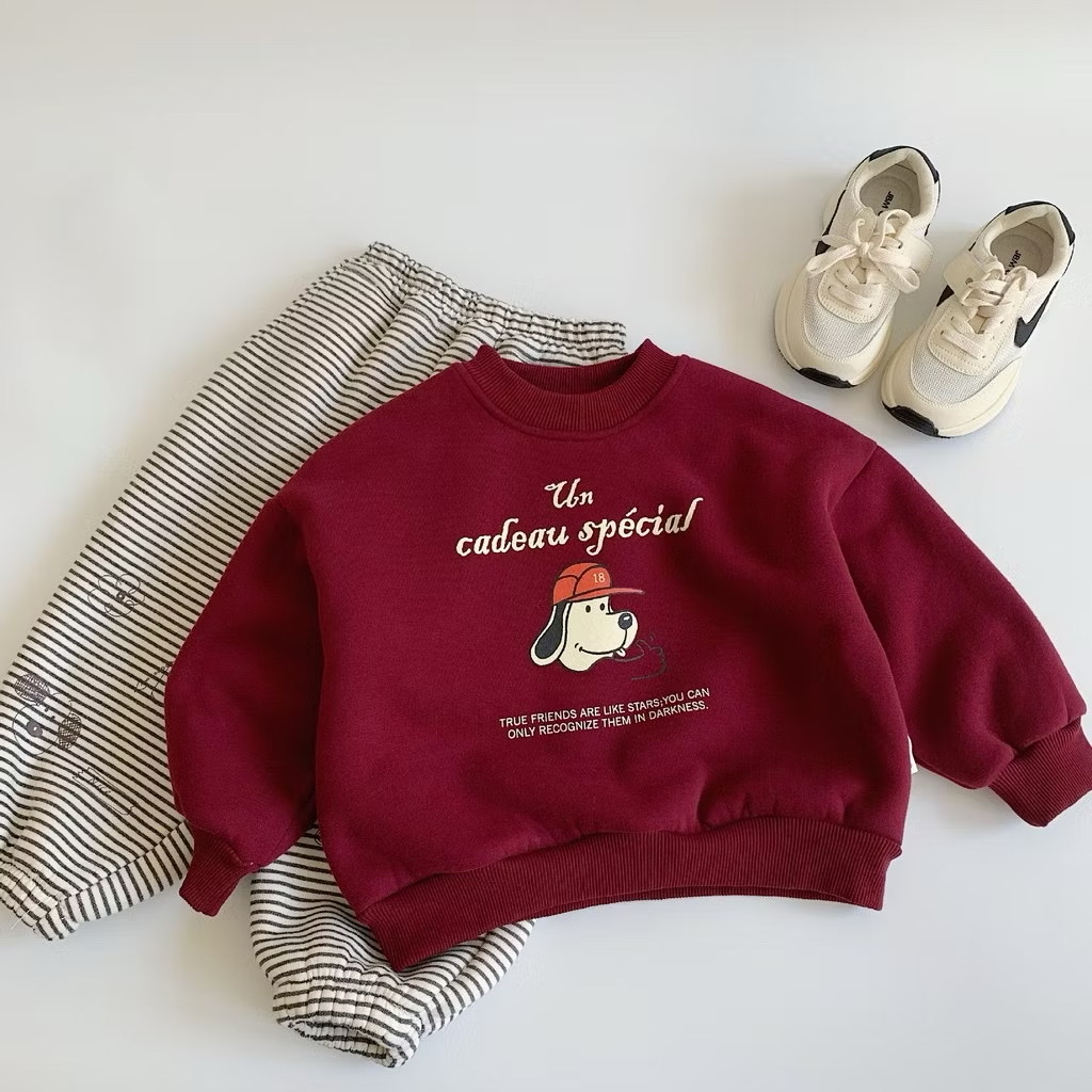 TL - Áo nỉ lót lông in cún(90-140)