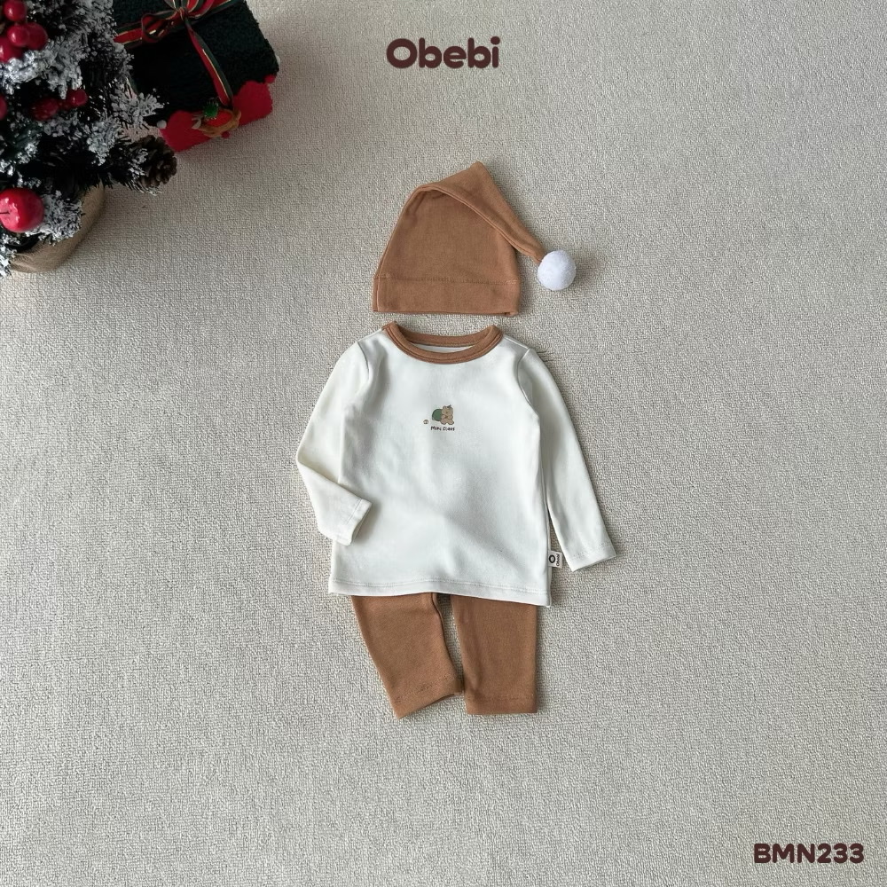 OBEBI - Bộ mặc nhà Noel kèm mũ(66-110)