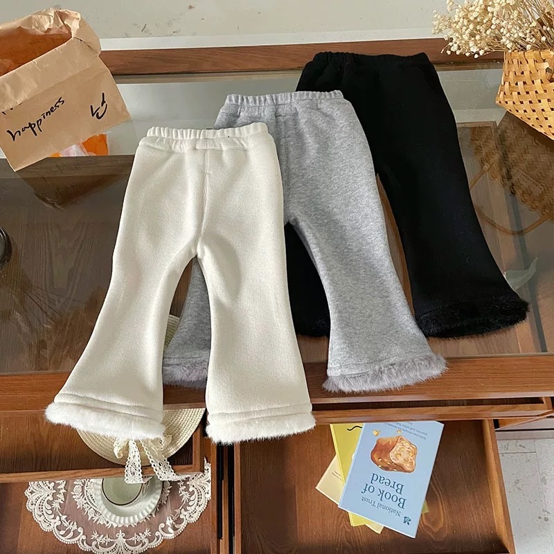 BK - Quần ống loe gấu lông lót nỉ(80-130)