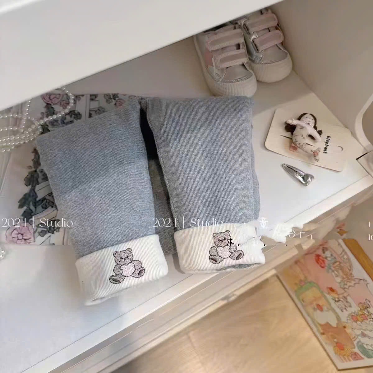 BK - Legging lót nỉ gấu in hình(90-130)