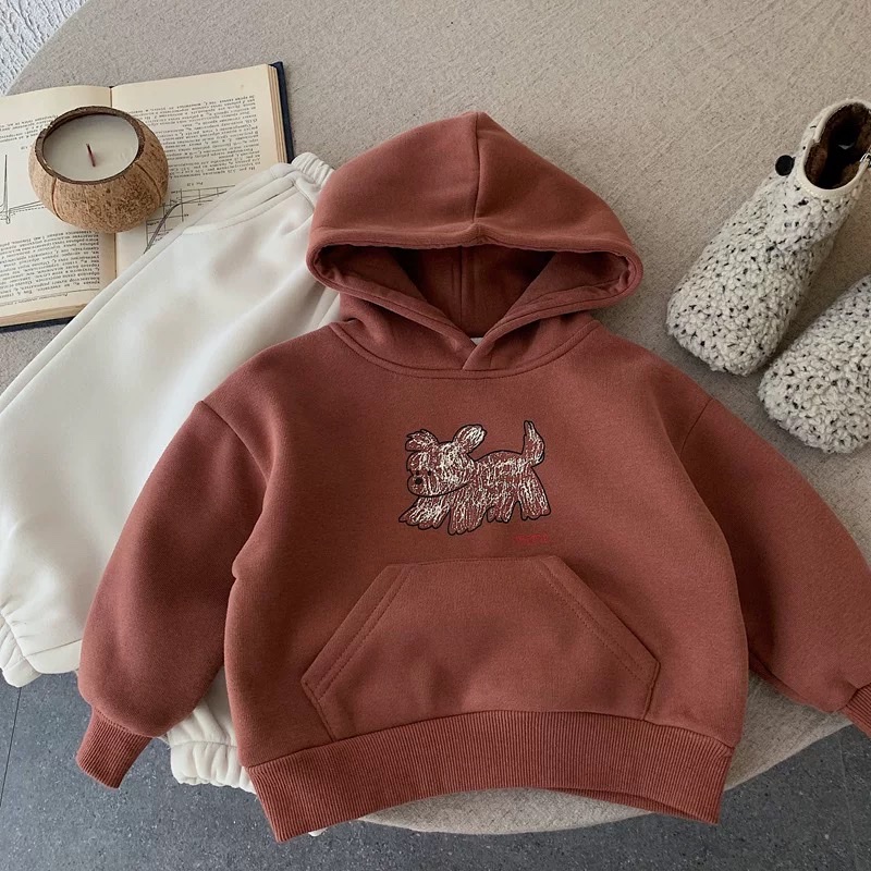 TL - Áo hoodie nỉ lót nỉ in cún(80-130)