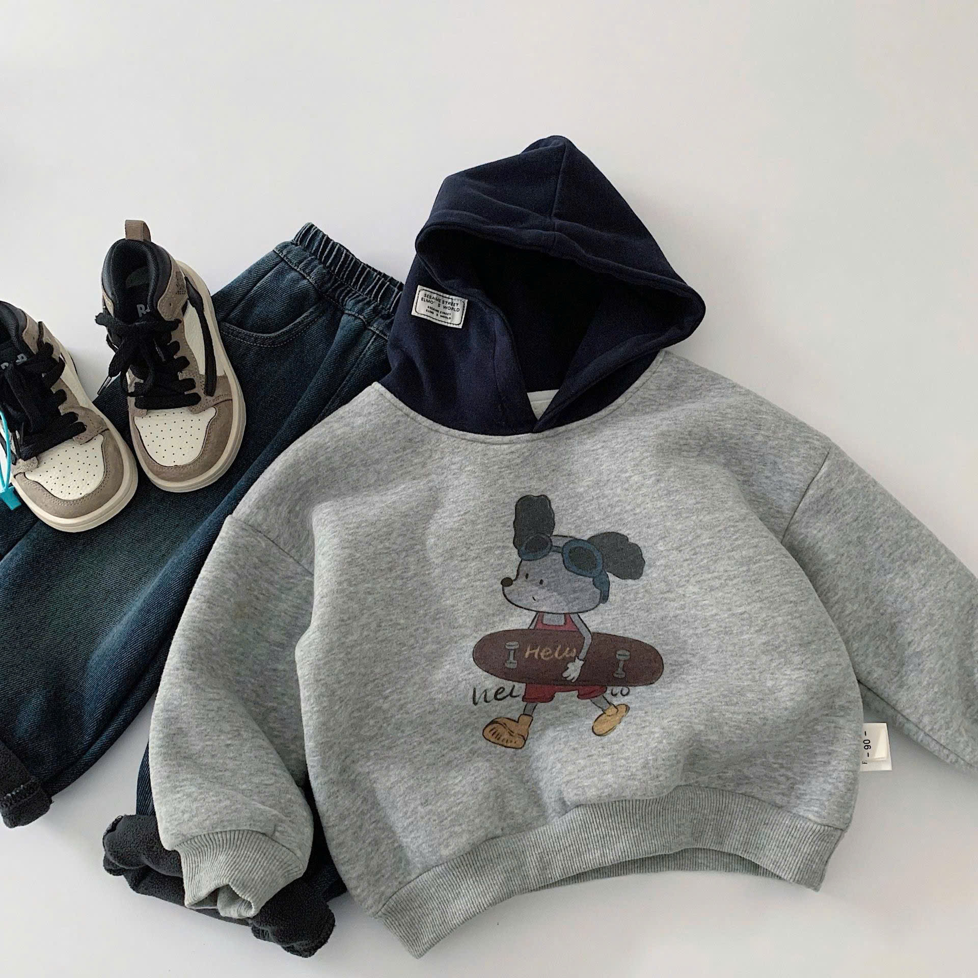 TL - Áo Hoodie chuột xám(90-140)