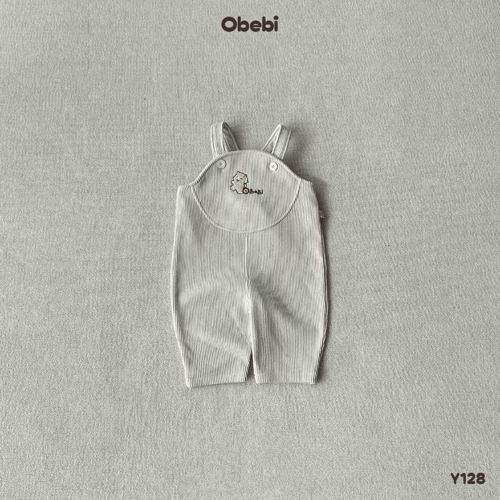 OBEBI - Quần yếm nhung tăm lót lông thêu ngực(73-110)