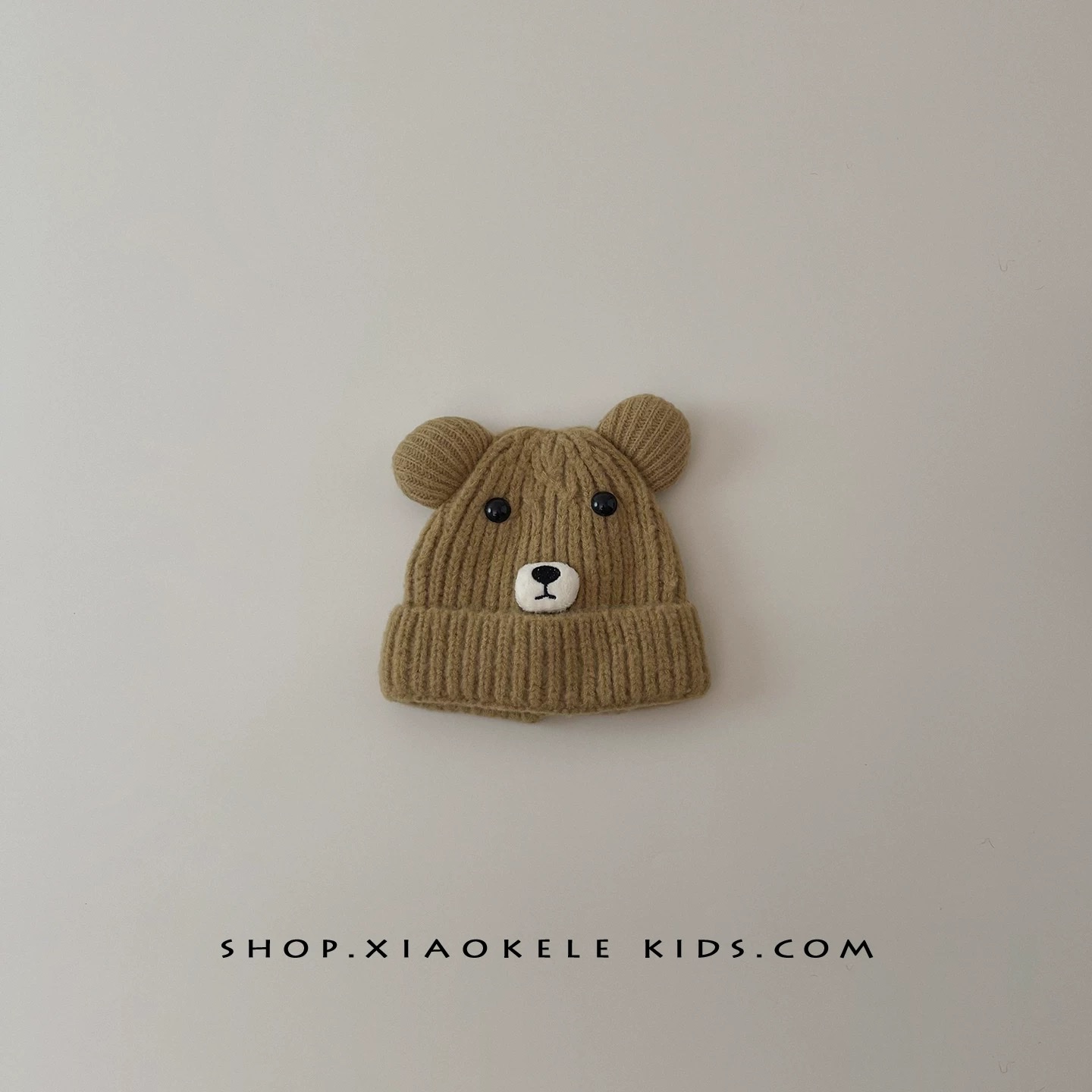 TL - Mũ len mặt gấu 2 quả bông(1-3Y)