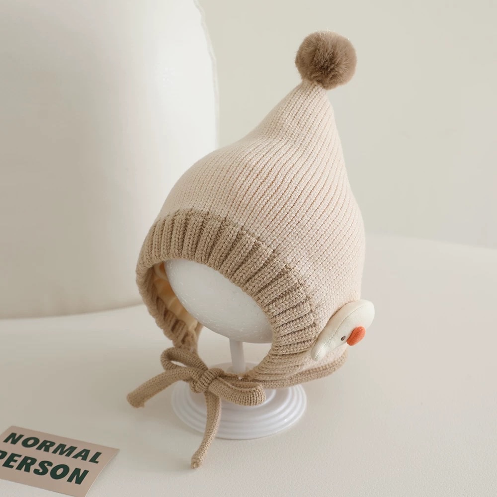 TL - Mũ quả bông buộc dây đính voi(6-24M)