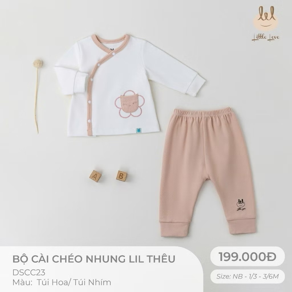 LITTLE LVOE - Bộ cài chéo nhung LIL (NB-6M)