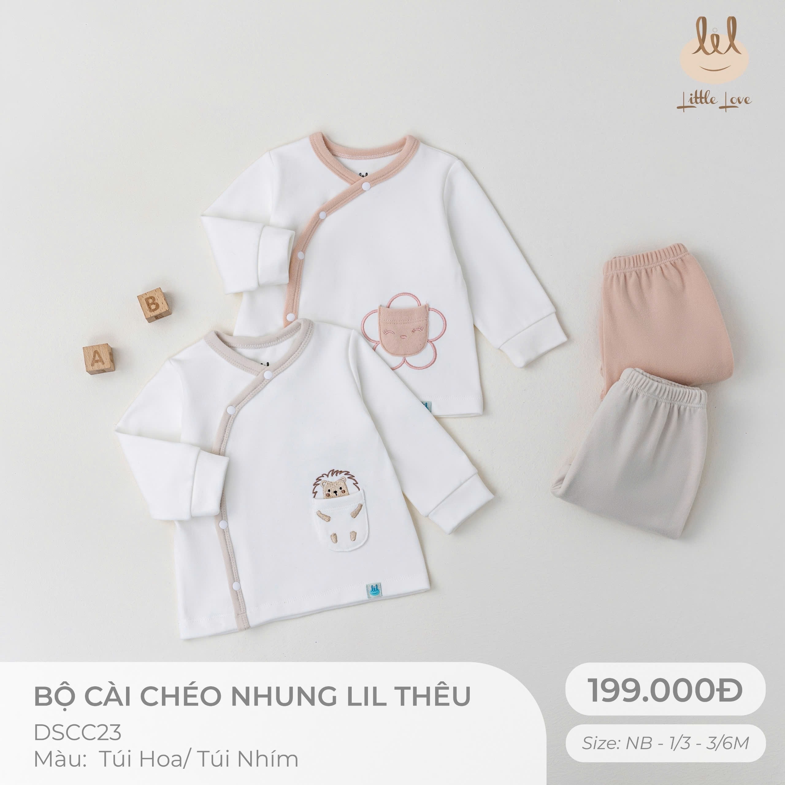 LITTLE LVOE - Bộ cài chéo nhung LIL (NB-6M)