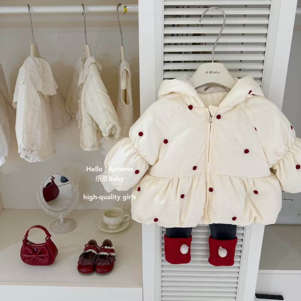 TL - Áo phao kem chấm bi đỏ mũ nơ(80-130)