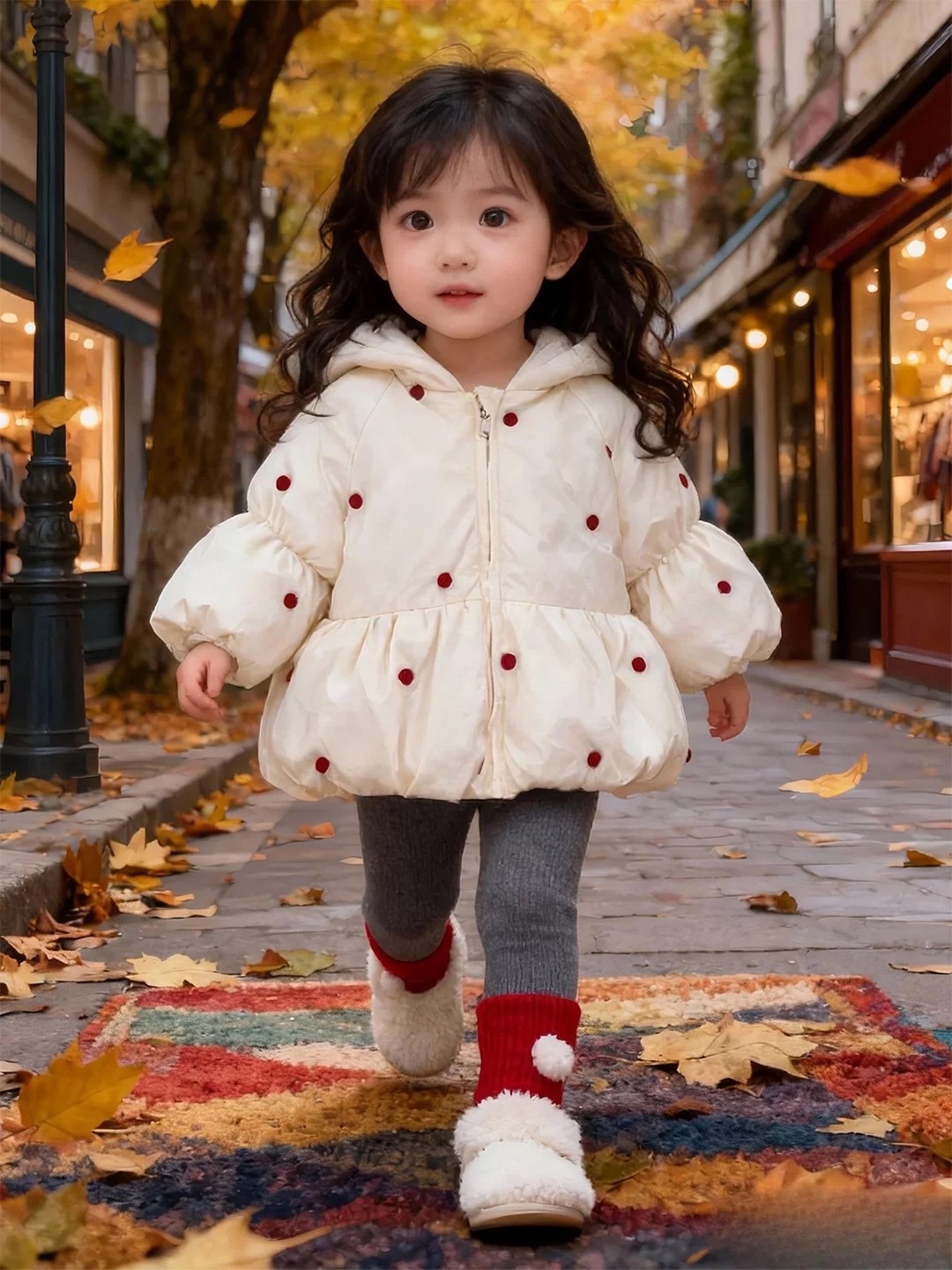 TL - Áo phao kem chấm bi đỏ mũ nơ(80-130)