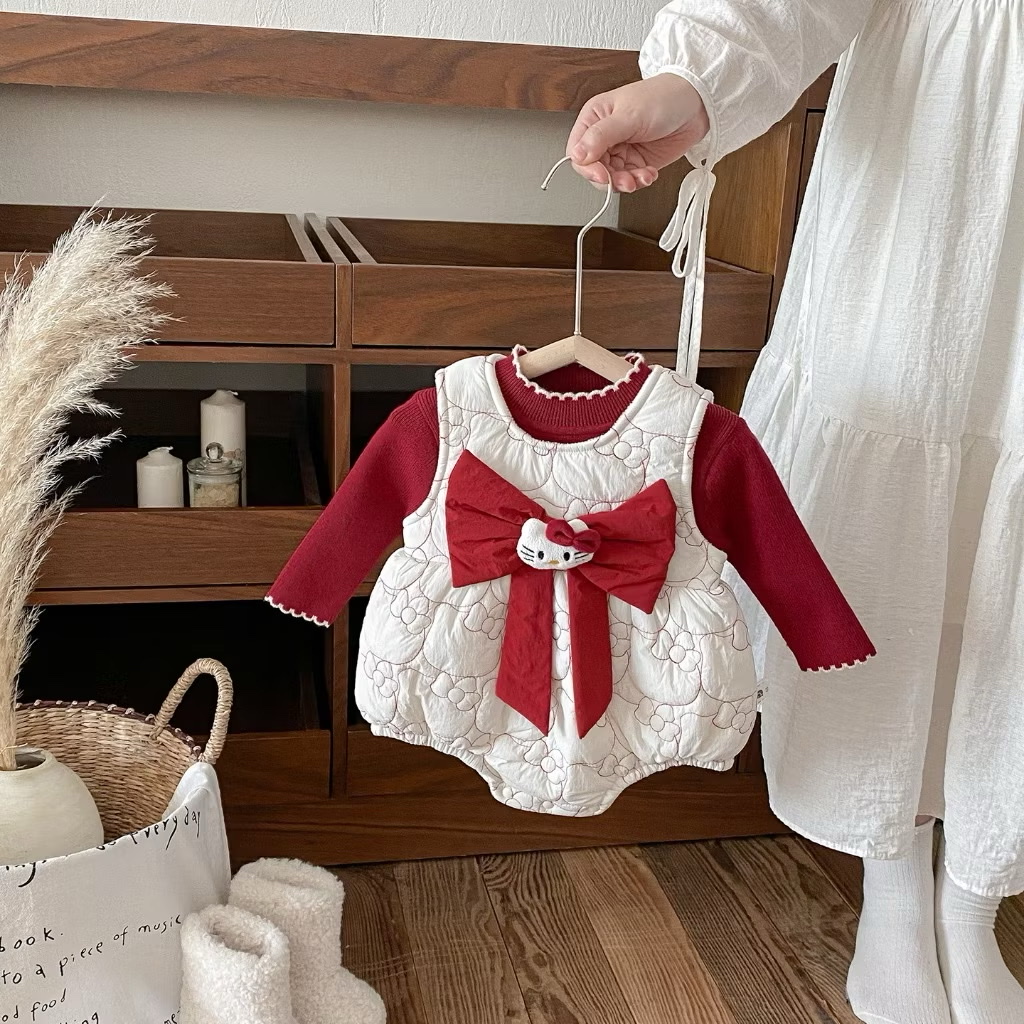 Bk - Set áo đỏ + body chần bông lót nỉ(66-90)