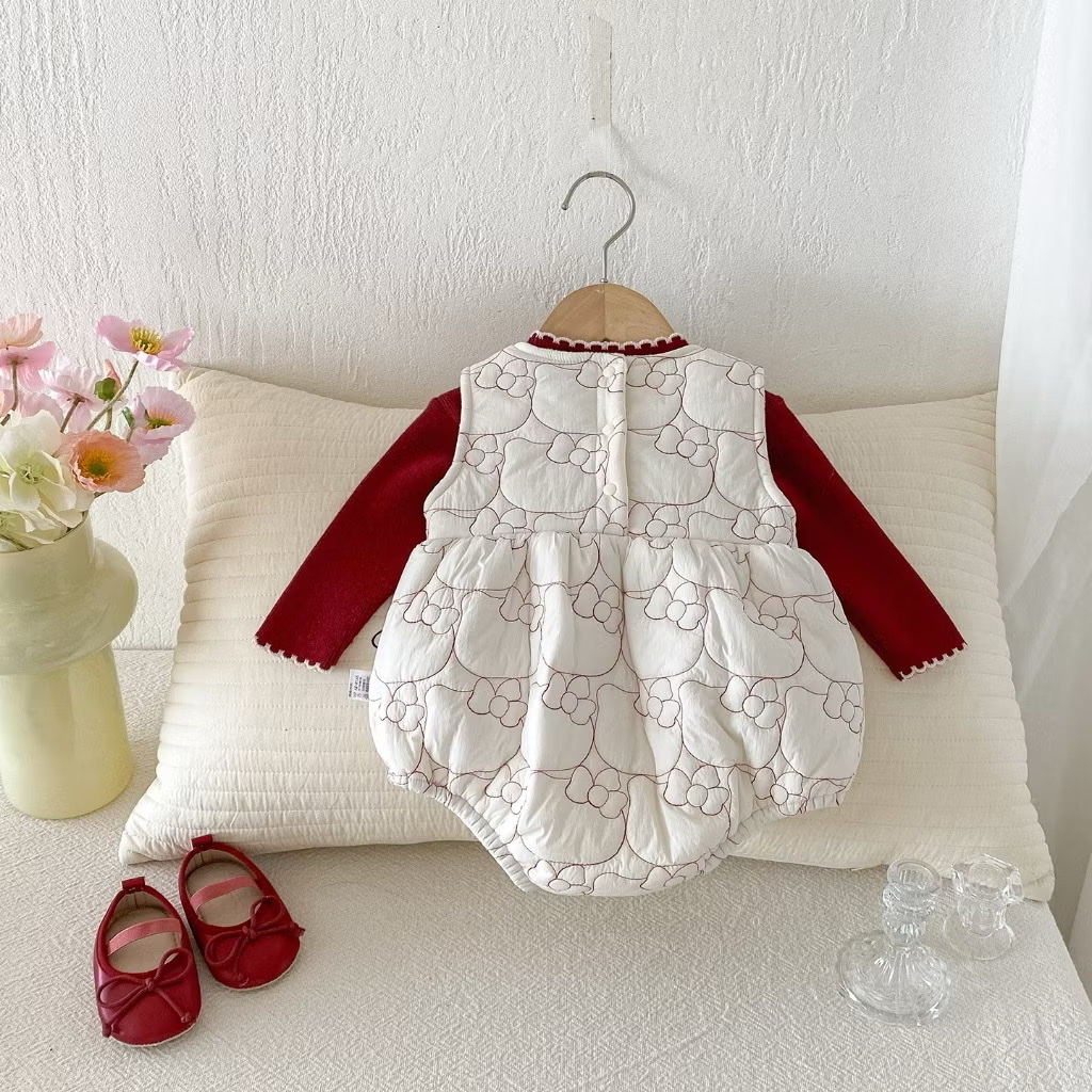 Bk - Set áo đỏ + body chần bông lót nỉ(66-90)