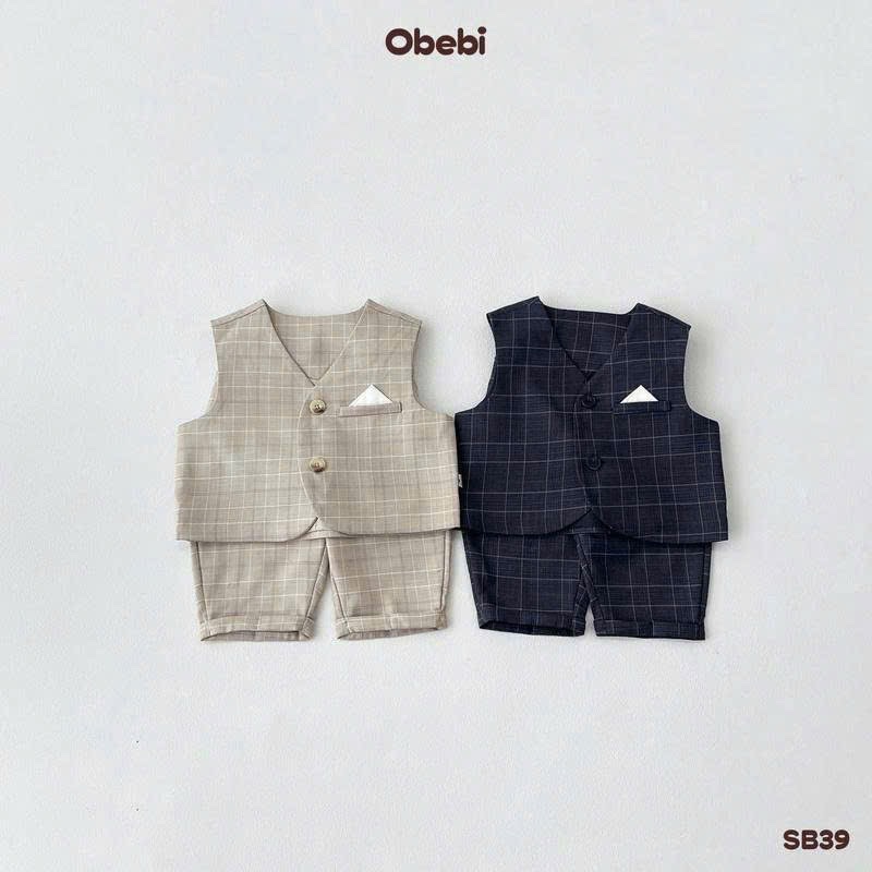 OBEBI - Set bộ kẻ Gillet bé trai(73-120)