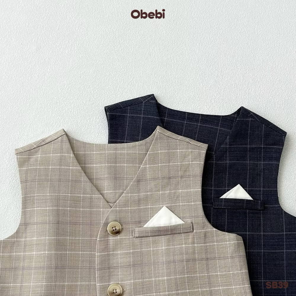 OBEBI - Set bộ kẻ Gillet bé trai(73-120)