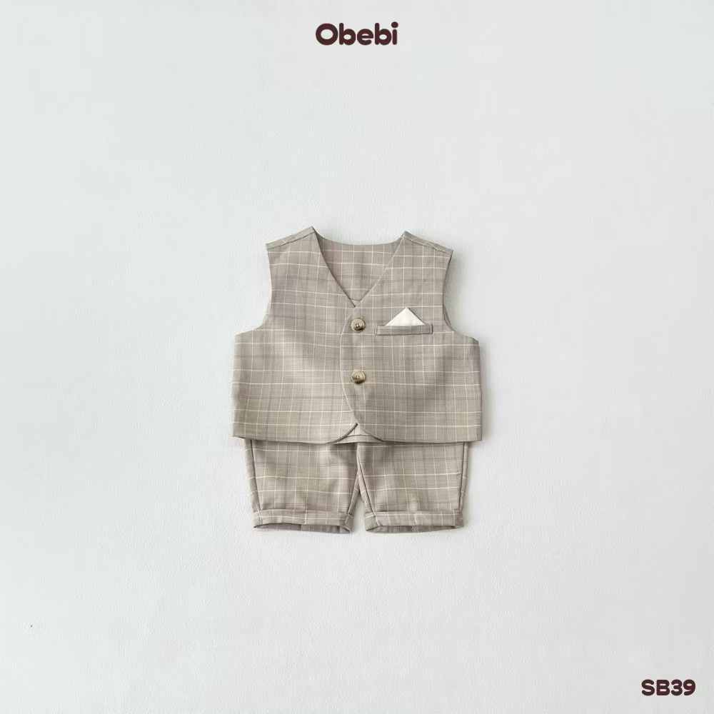 OBEBI - Set bộ kẻ Gillet bé trai(73-120)