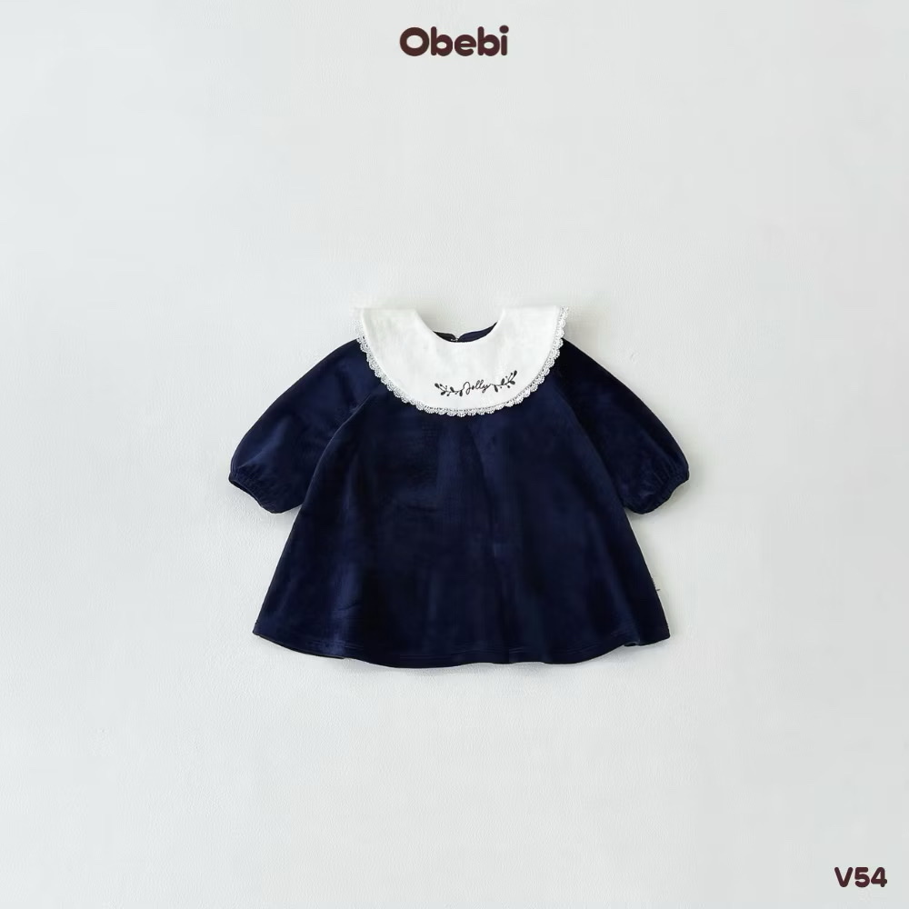 OBEBI - Váy nhung kèm cổ tháo rời(73-120)