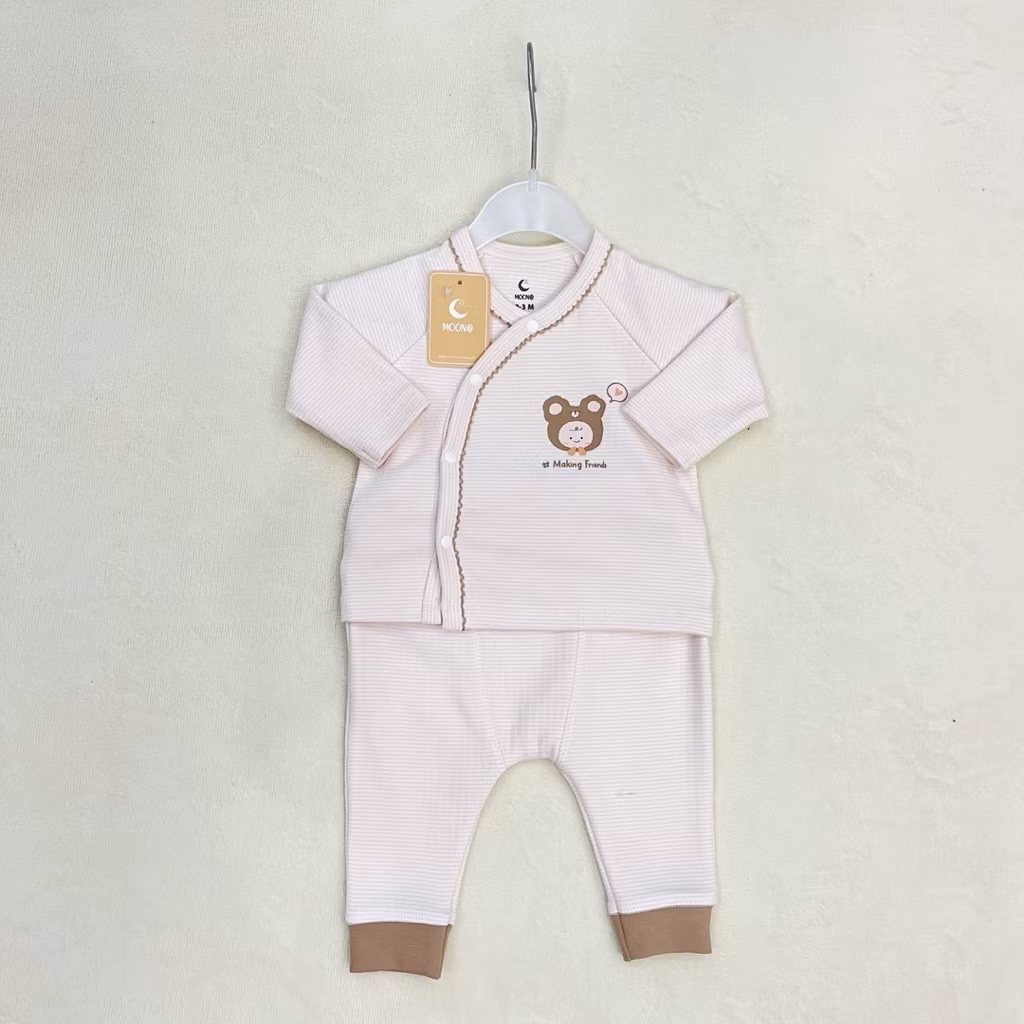 MOON@ - Bộ dài tay cài lệch nỉ nhung(0-6M)