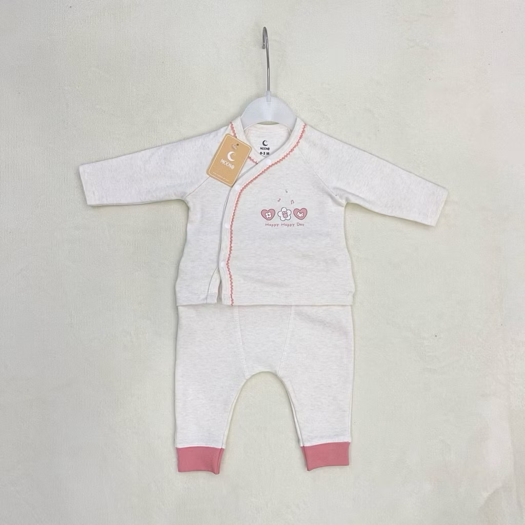 MOON@ - Bộ dài tay cài lệch nỉ nhung(0-6M)