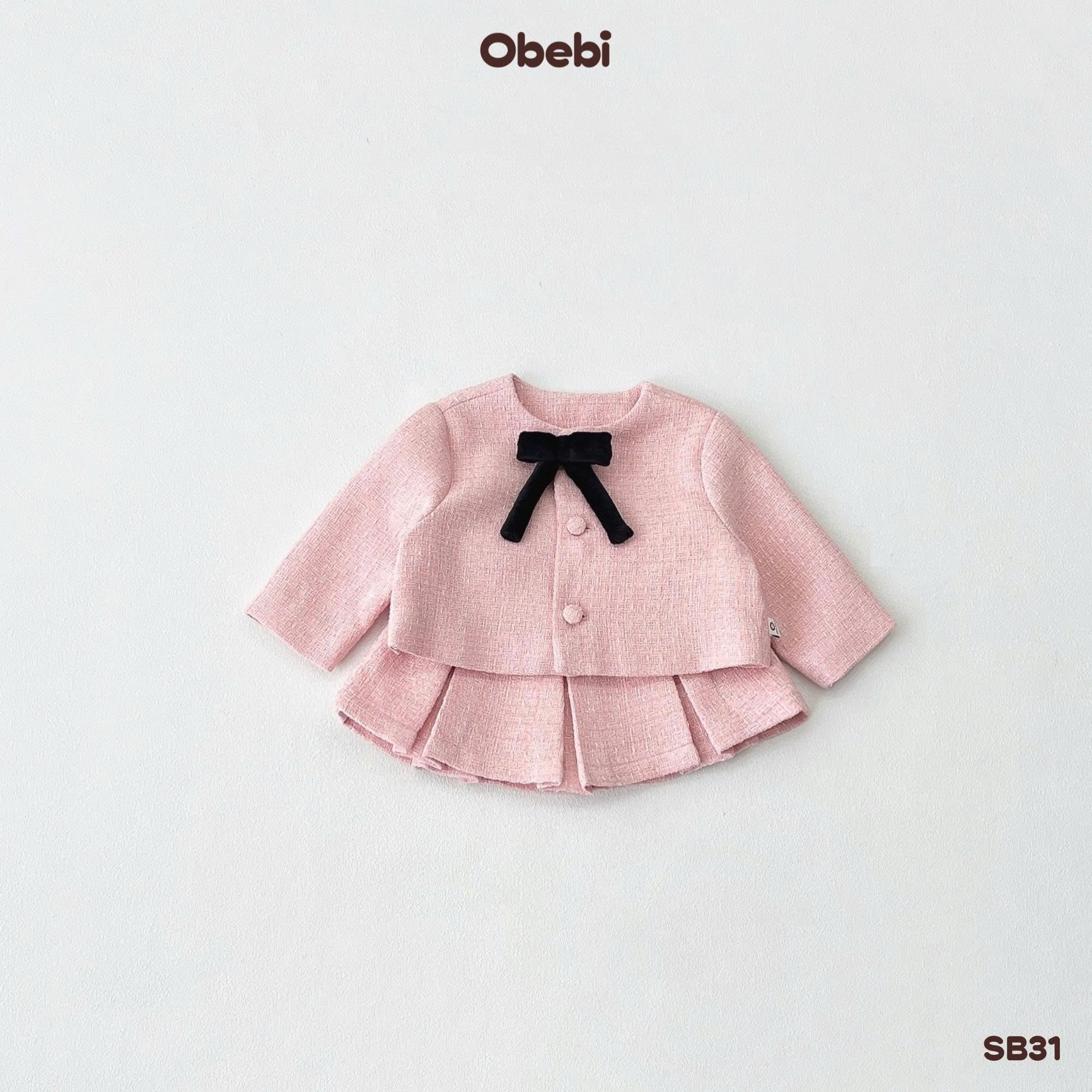 OBEBI - Set bộ áo khoác chân váy dạ Tweet (73-120)