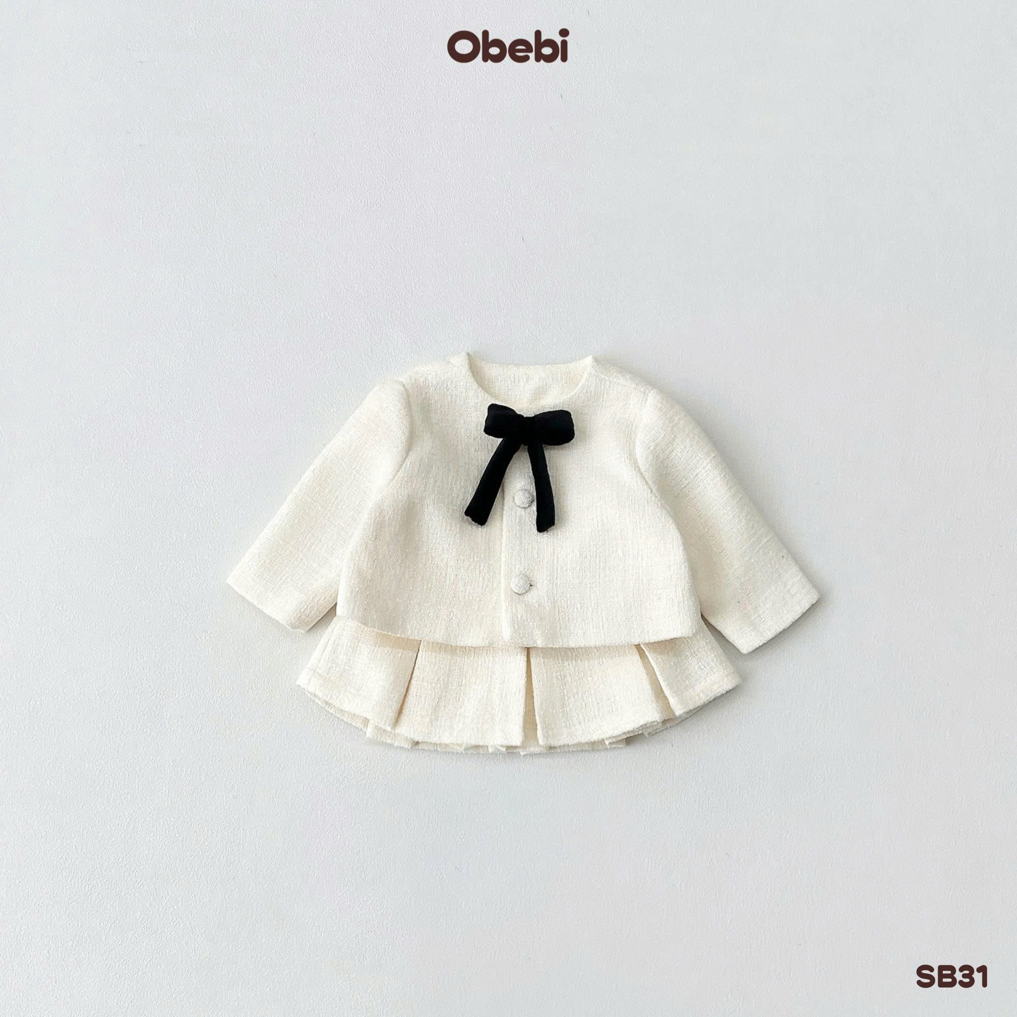 OBEBI - Set bộ áo khoác chân váy dạ Tweet (73-120)