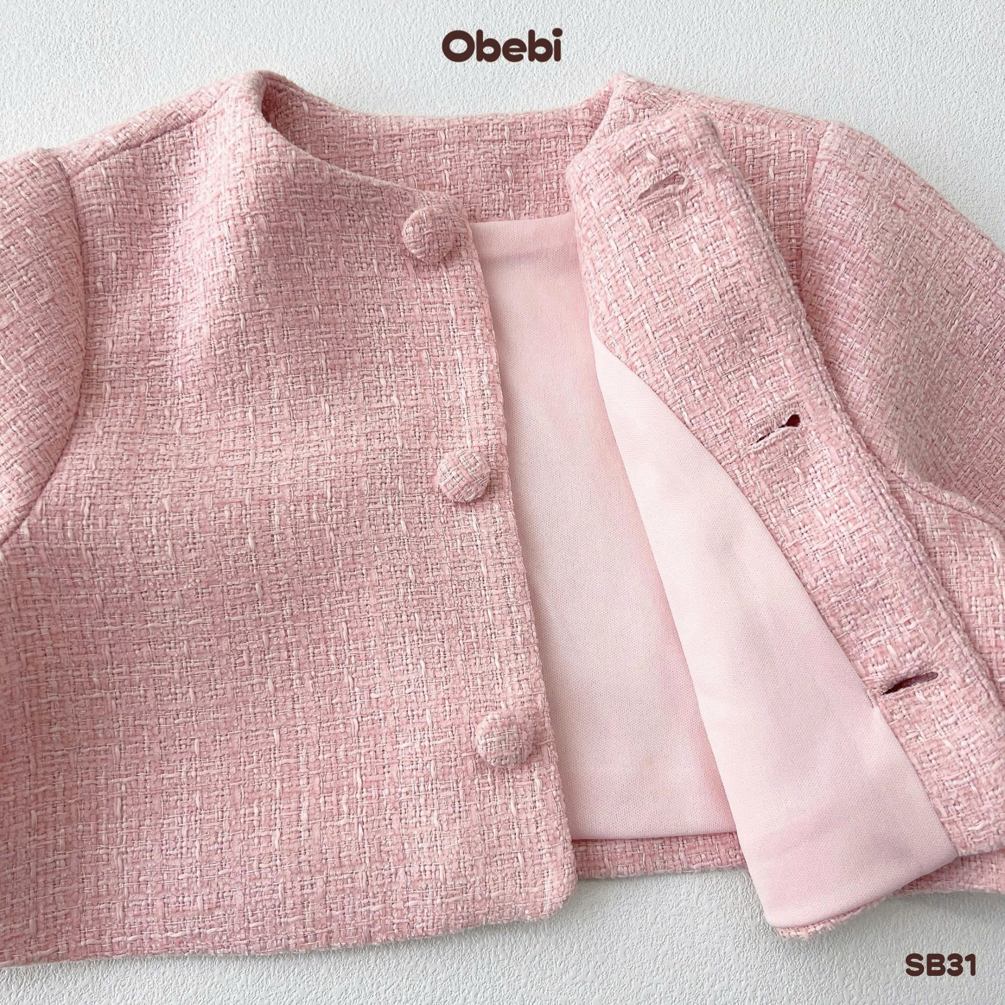 OBEBI - Set bộ áo khoác chân váy dạ Tweet (73-120)