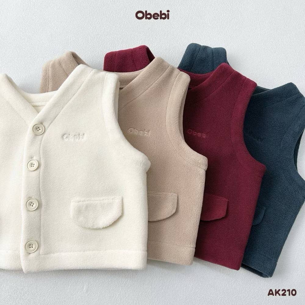 OBEBI - Áo khoác gile lông phối màu(73-120)