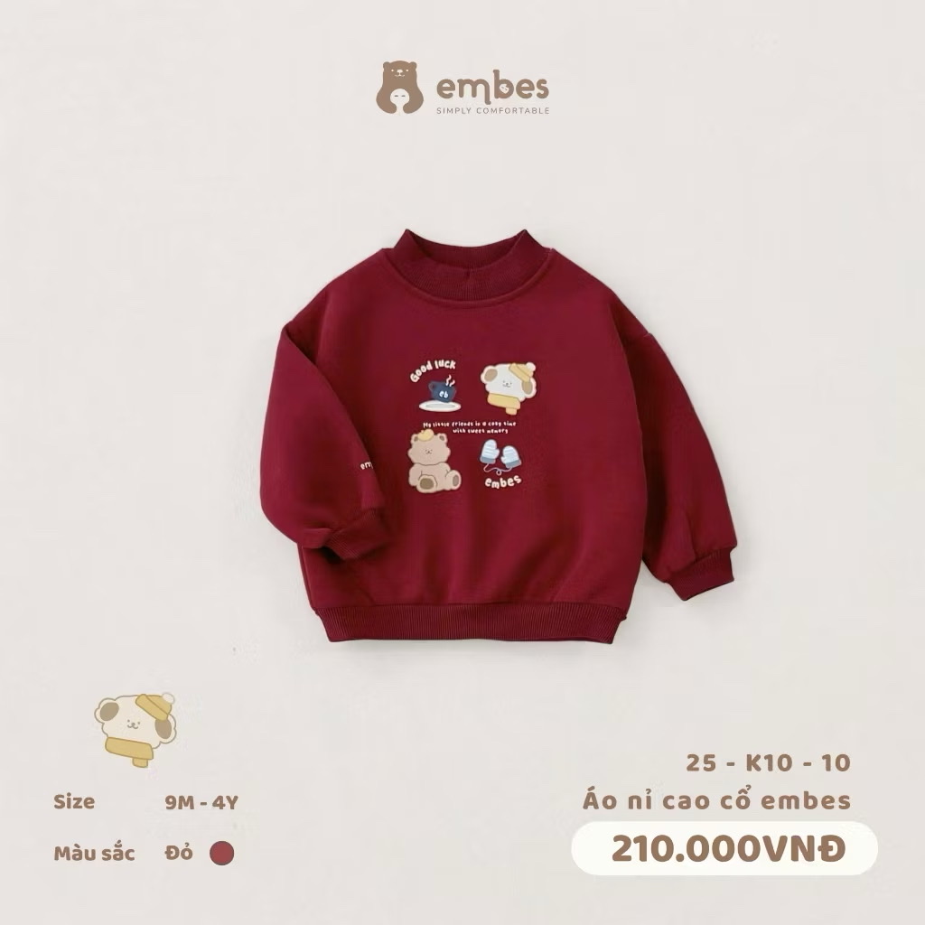 EMBES - Áo nỉ cao cổ Embes (9M-4Y)