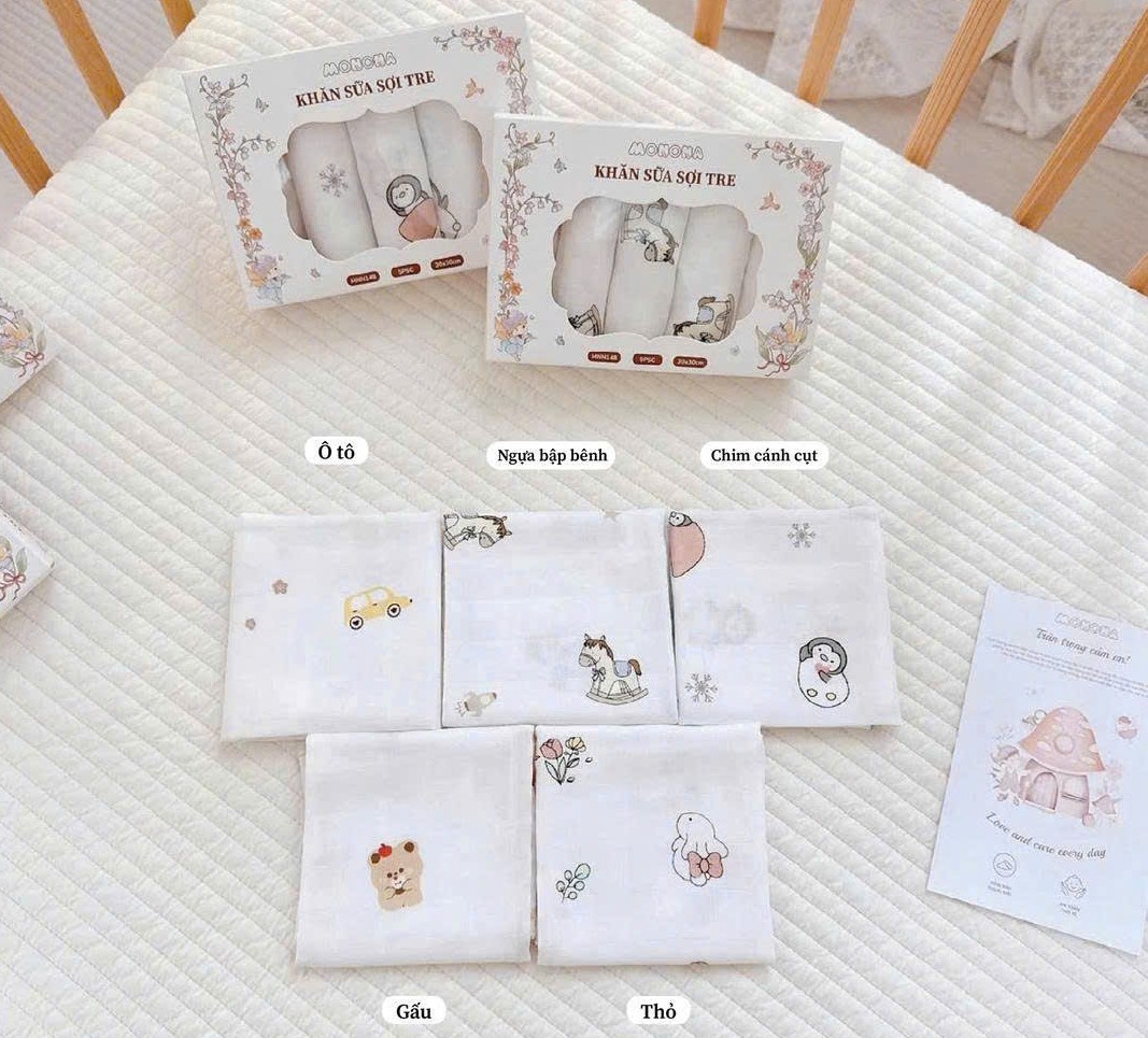 MONONA - SET 5 KHĂN SỮA SỢI TRE