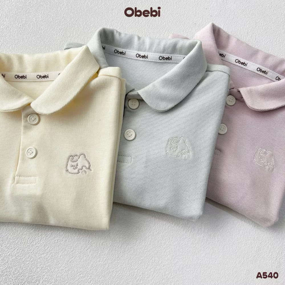 OBEBI - Áo POLo cộc tay thêu gấu OBEBI(73-120)