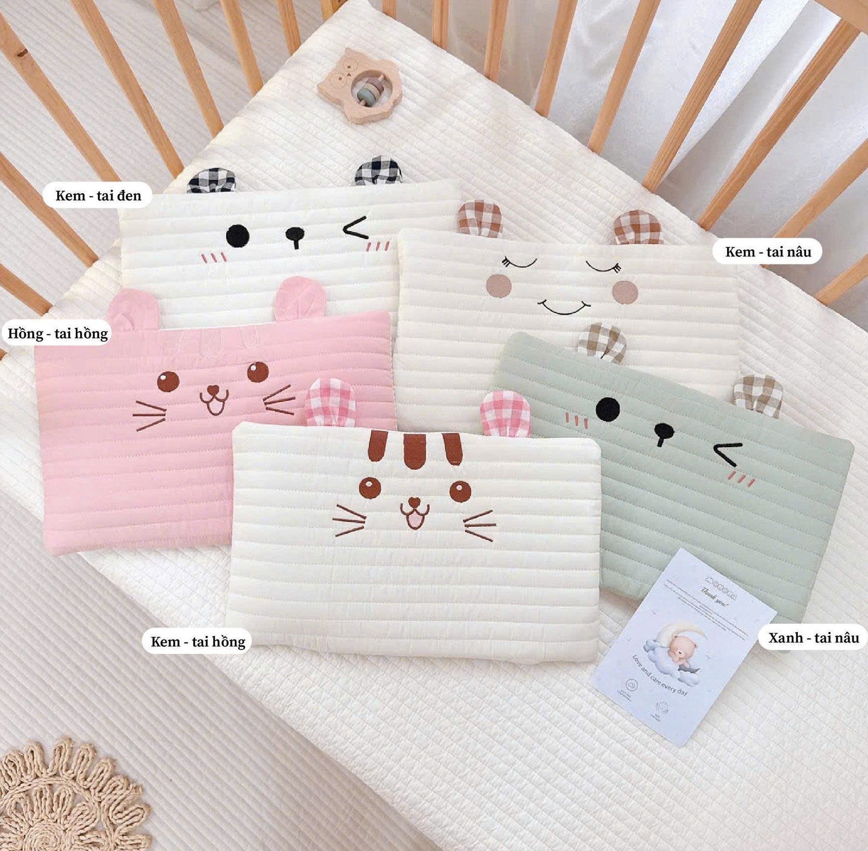 MONONA - GỐI CAO SU NON TRẦN BÔNG TAI GẤU