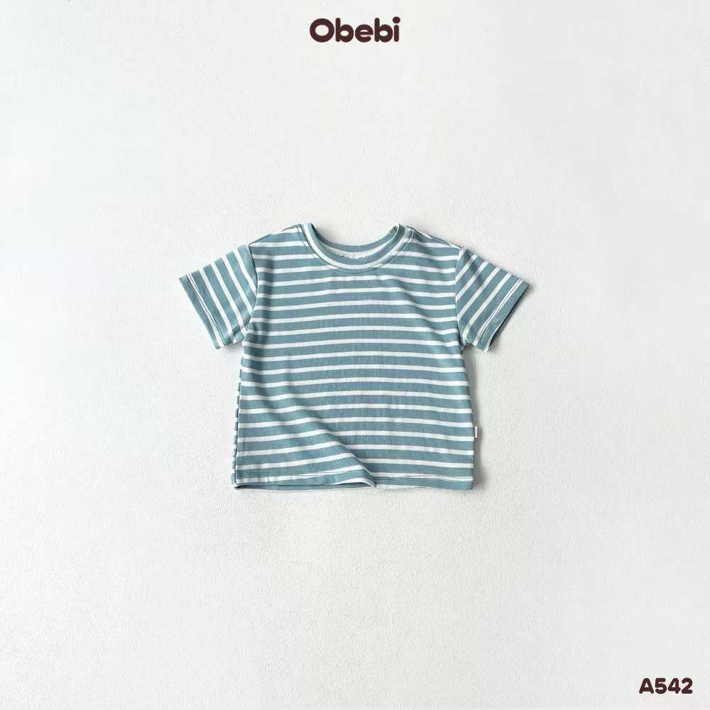 OBEBI - Áo thun kẻ hoạ tiết OBEBI (73-120)