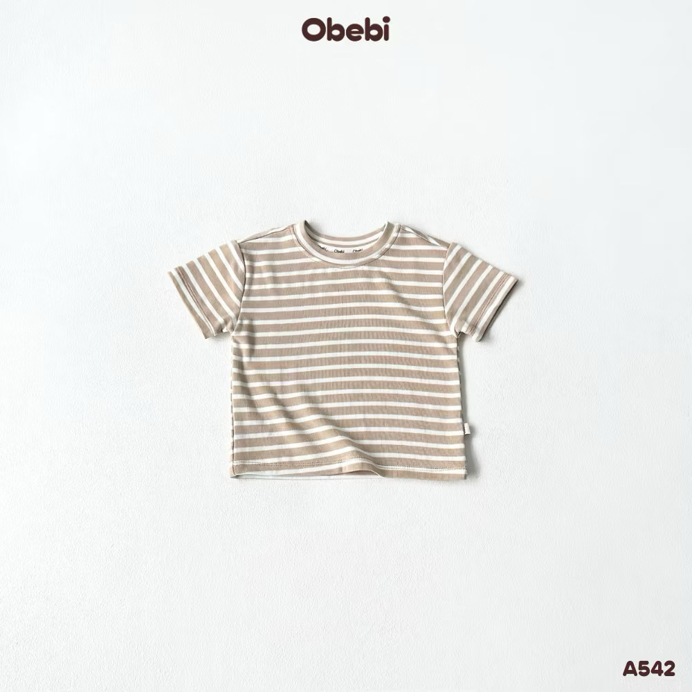 OBEBI - Áo thun kẻ hoạ tiết OBEBI (73-120)