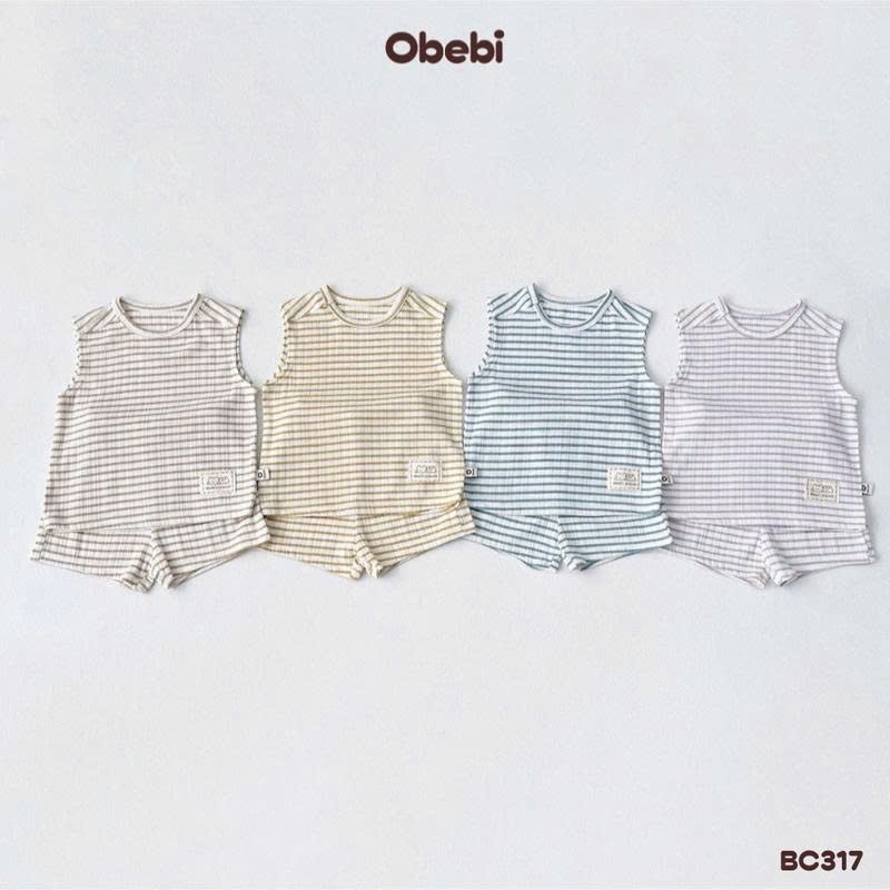 OBEBI - Bộ ba lỗ kẻ đính mác OBEBI(66-120)
