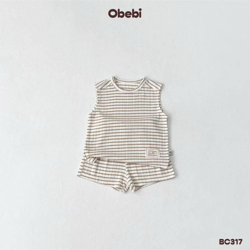 OBEBI - Bộ ba lỗ kẻ đính mác OBEBI(66-120)