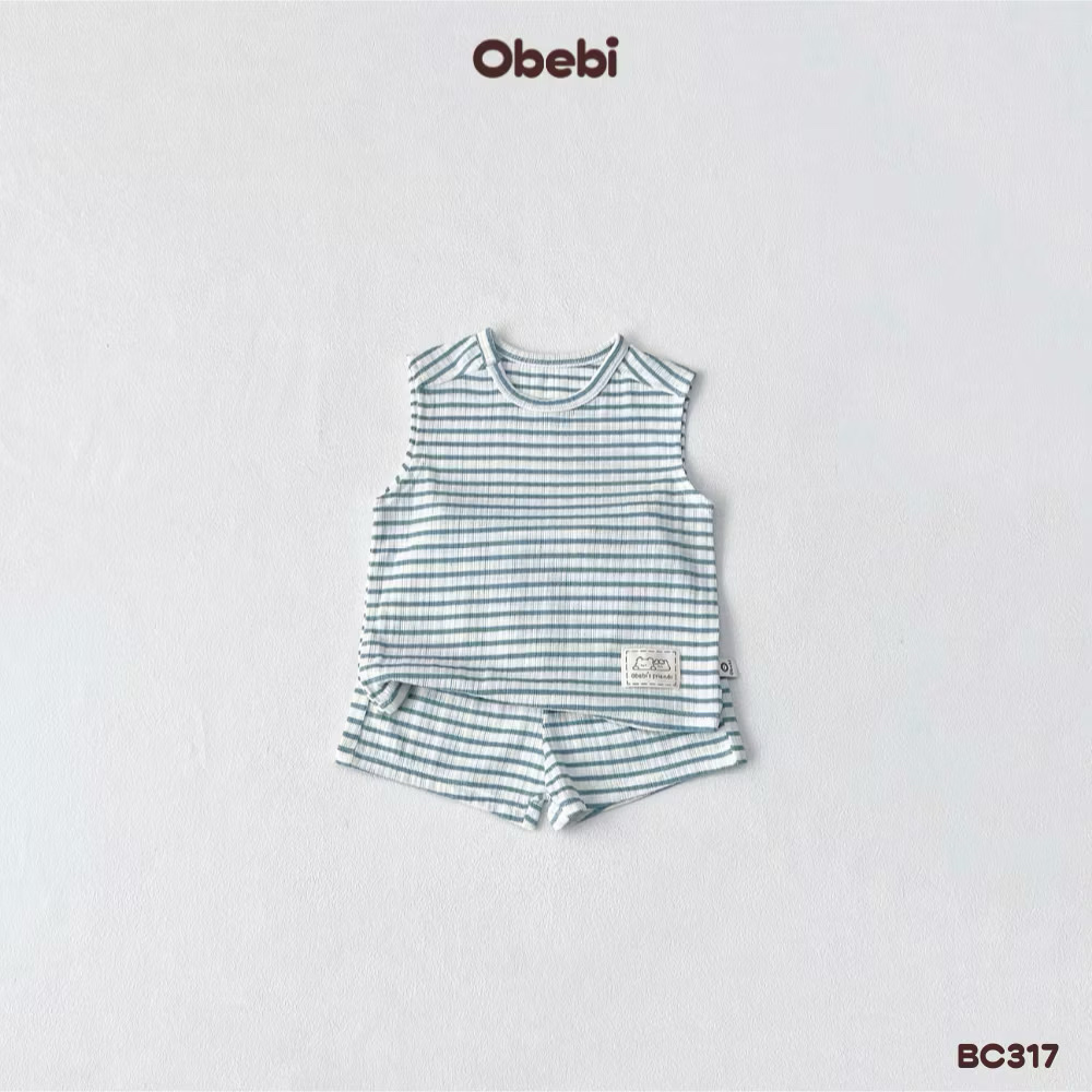 OBEBI - Bộ ba lỗ kẻ đính mác OBEBI(66-120)
