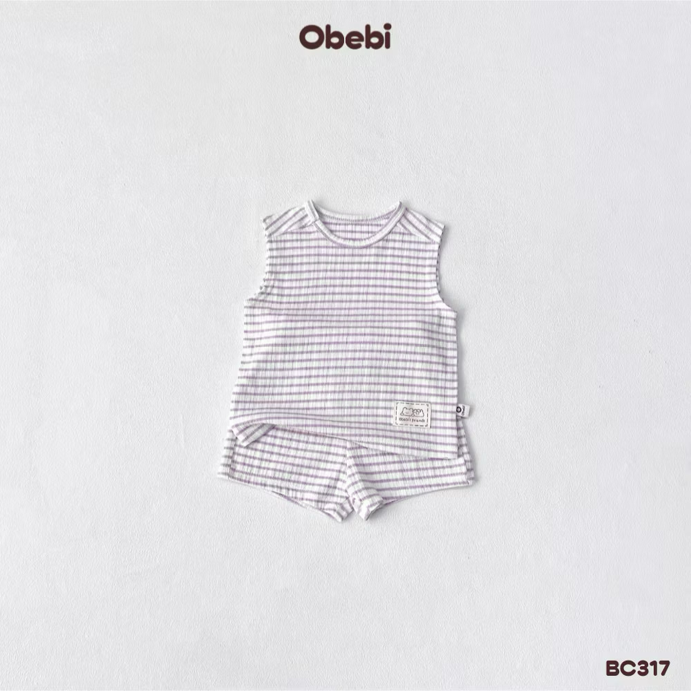 OBEBI - Bộ ba lỗ kẻ đính mác OBEBI(66-120)